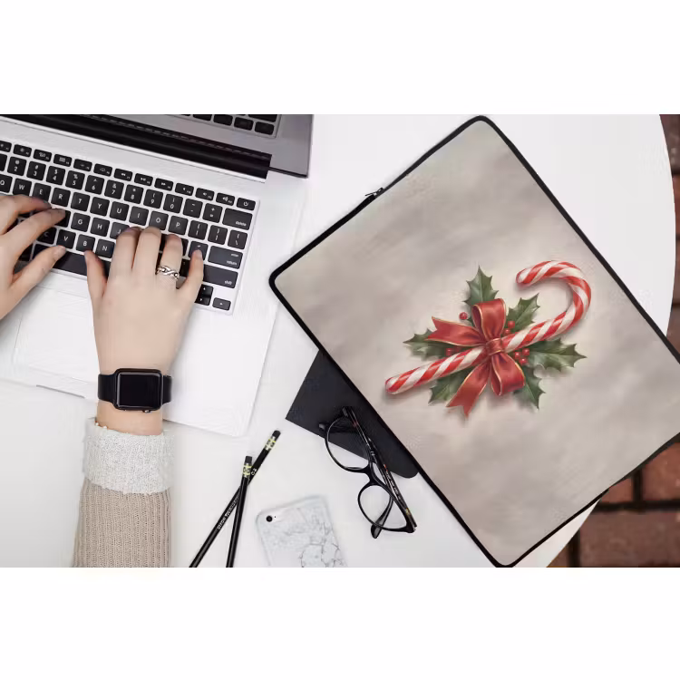 Laptophoes - Zuurstok - Kerst - Rood — 3