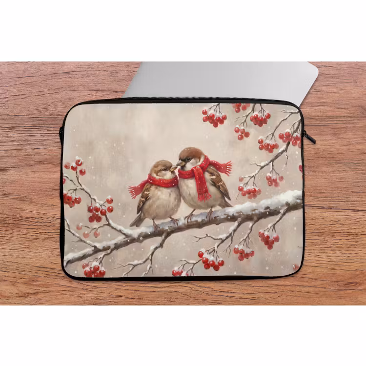 Laptophoes - Vogels - Winter - Rood — 2