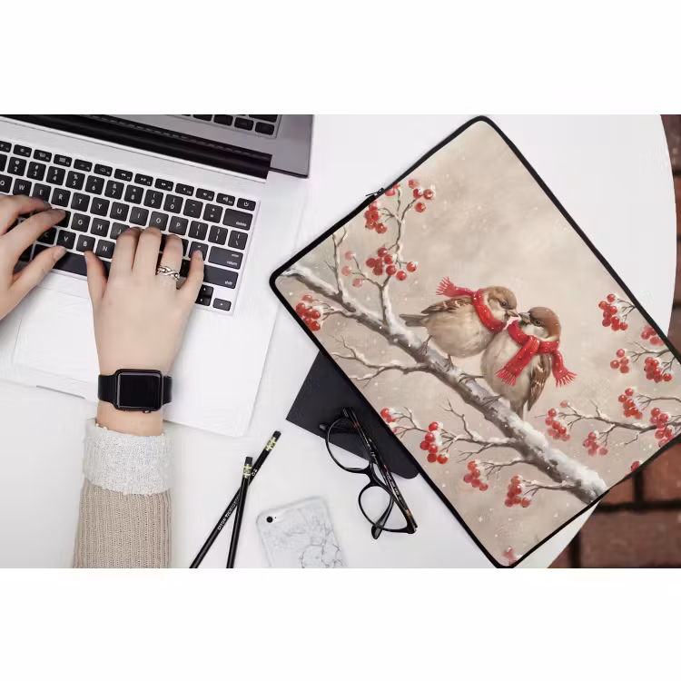 Laptophoes - Vogels - Winter - Rood — 3
