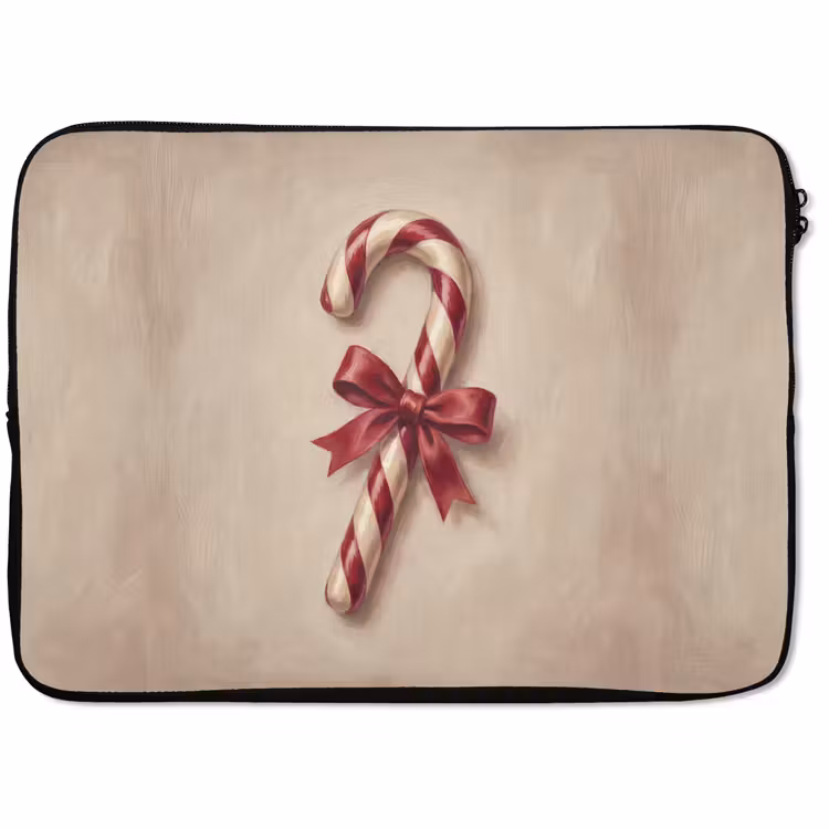 Laptophoes - Pepermuntstok - Kerst - Rood — 1