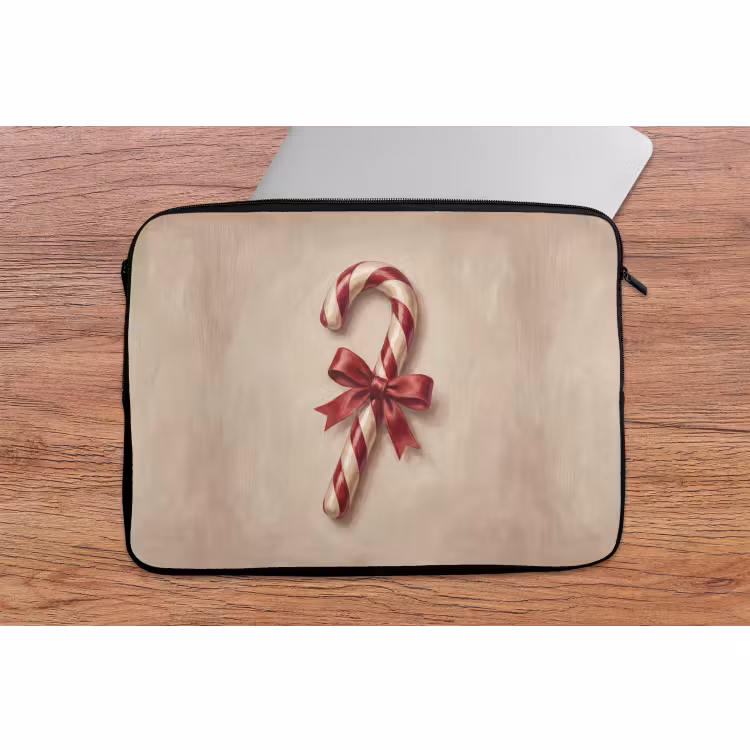 Laptophoes - Pepermuntstok - Kerst - Rood — 2