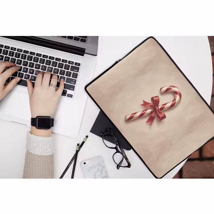 Laptophoes - Pepermuntstok - Kerst - Rood — 3