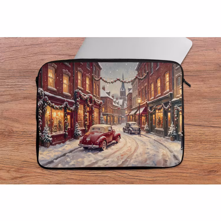 Laptophoes - Stad - Kerst - Winter — 2