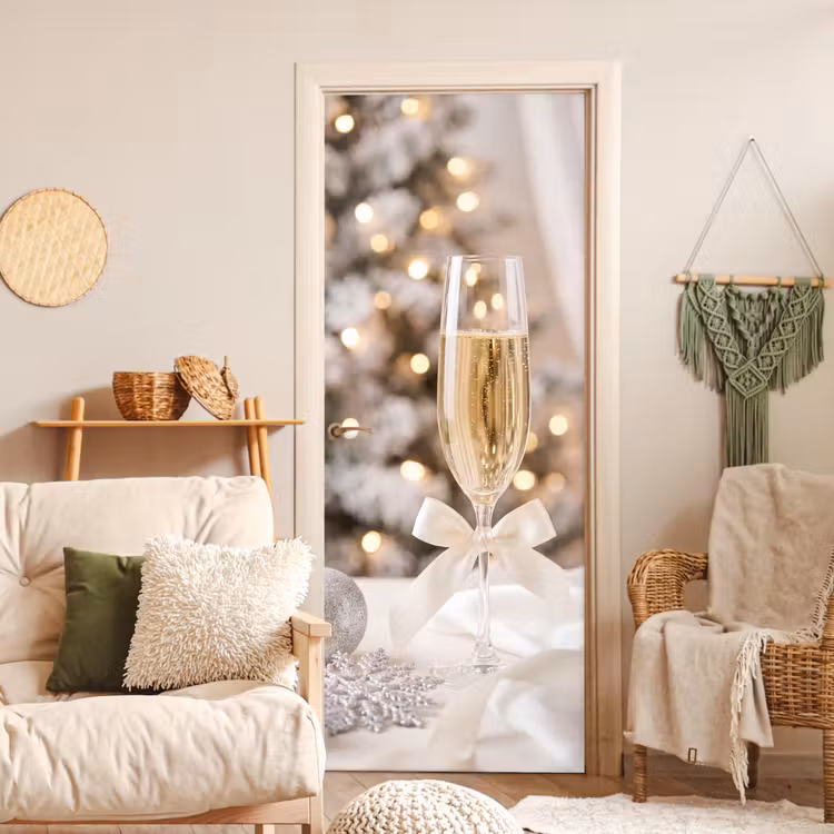 Deursticker - Champagneglas - Kerst - Feest — 4