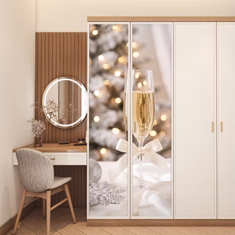 Deursticker - Champagneglas - Kerst - Feest — 5