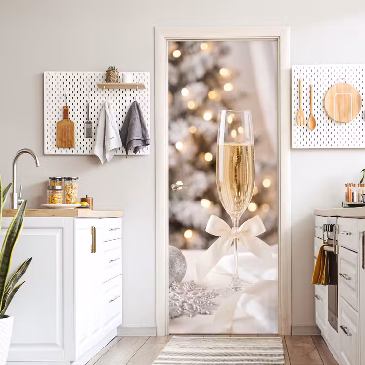 Deursticker - Champagneglas - Kerst - Feest — 7