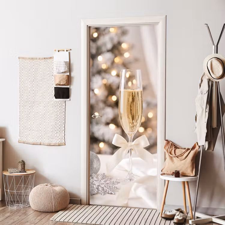 Deursticker - Champagneglas - Kerst - Feest — 8