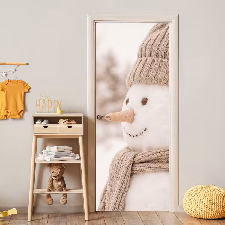 Deursticker - Sneeuwpop - Winter - Sneeuw — 6