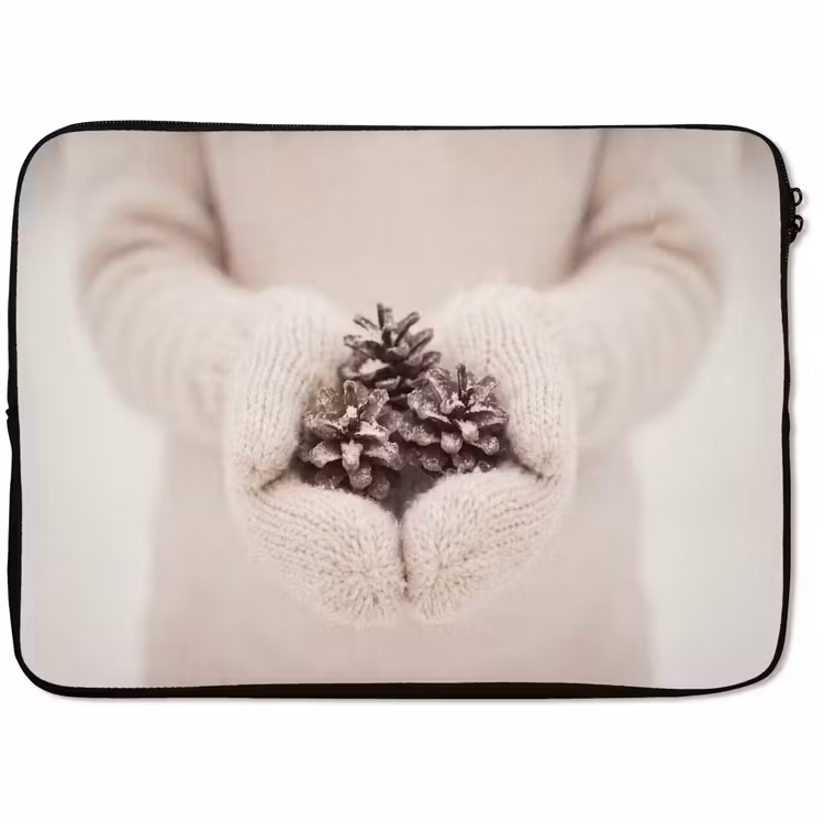 Laptophoes - Dennenappels - Sneeuw - Winter — 1