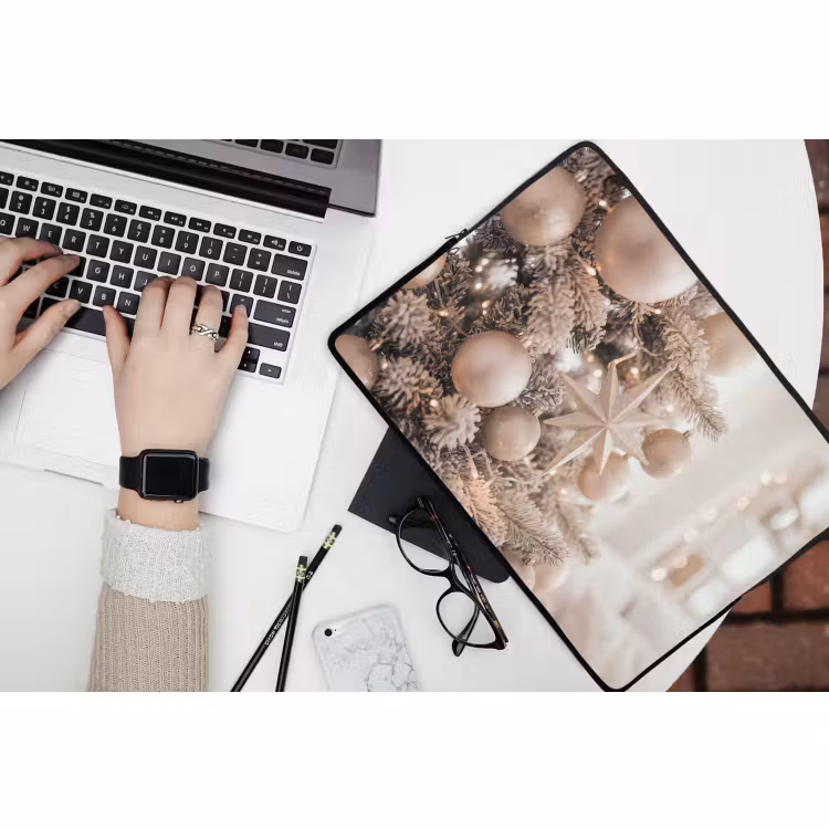 Laptophoes - Kerstboom - Goud - Kerst — 3