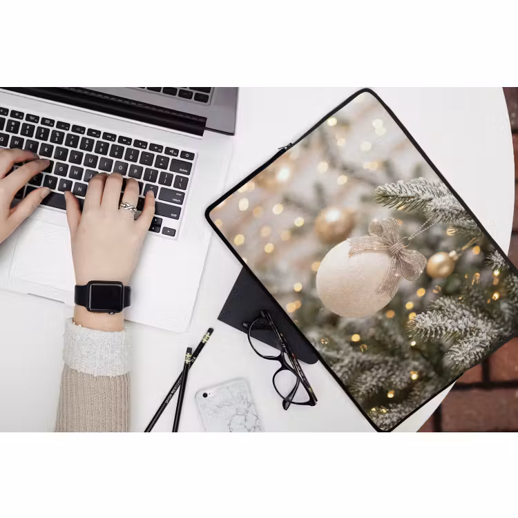 Laptophoes - Kerstbal - Wit - Kerst — 3