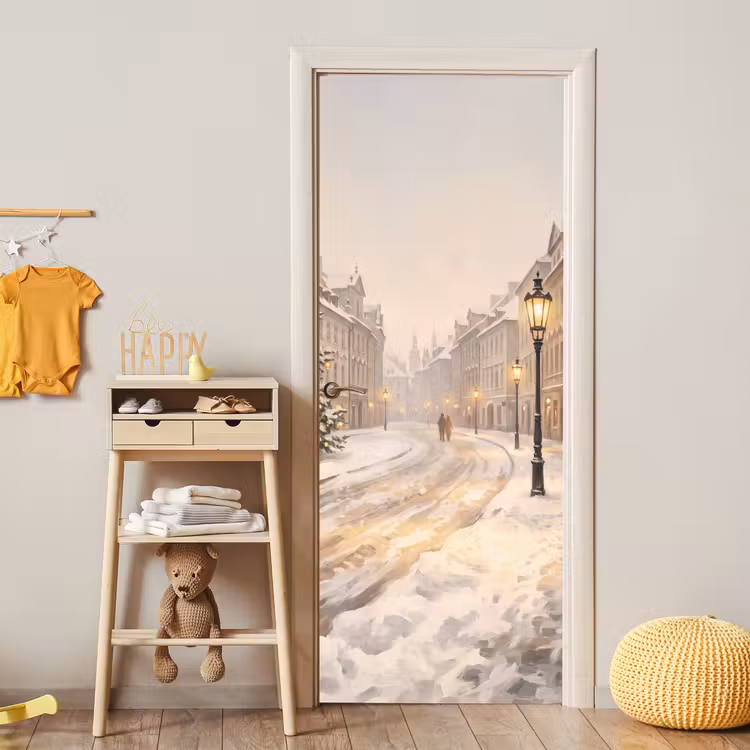 Deursticker - Besneeuwde straat - Kerst — 6