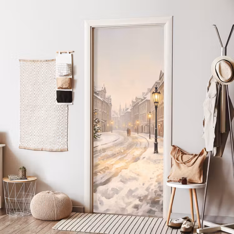 Deursticker - Besneeuwde straat - Kerst — 8