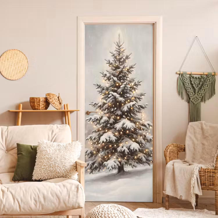 Deursticker - Boom - Kerst - Lichtjes — 4