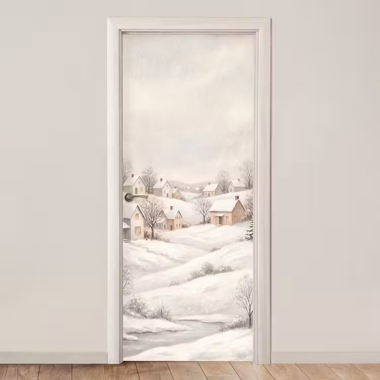 Deursticker - Dorp - Winter - Sneeuw — 1