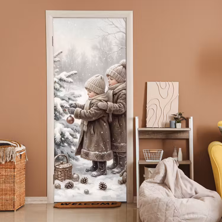 Deursticker - Kinderen - Kerst - Winter — 2