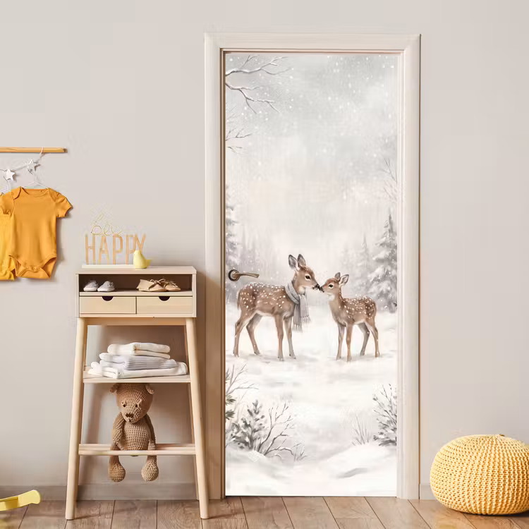 Deursticker - Herten - Besneeuwd - Bos — 6
