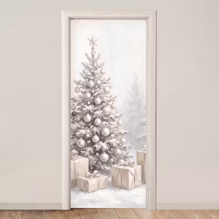 Deursticker - Winterbos - Kerstboom - Kunst — 1