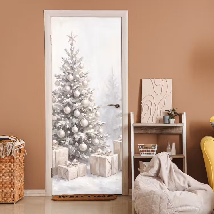 Deursticker - Winterbos - Kerstboom - Kunst — 2