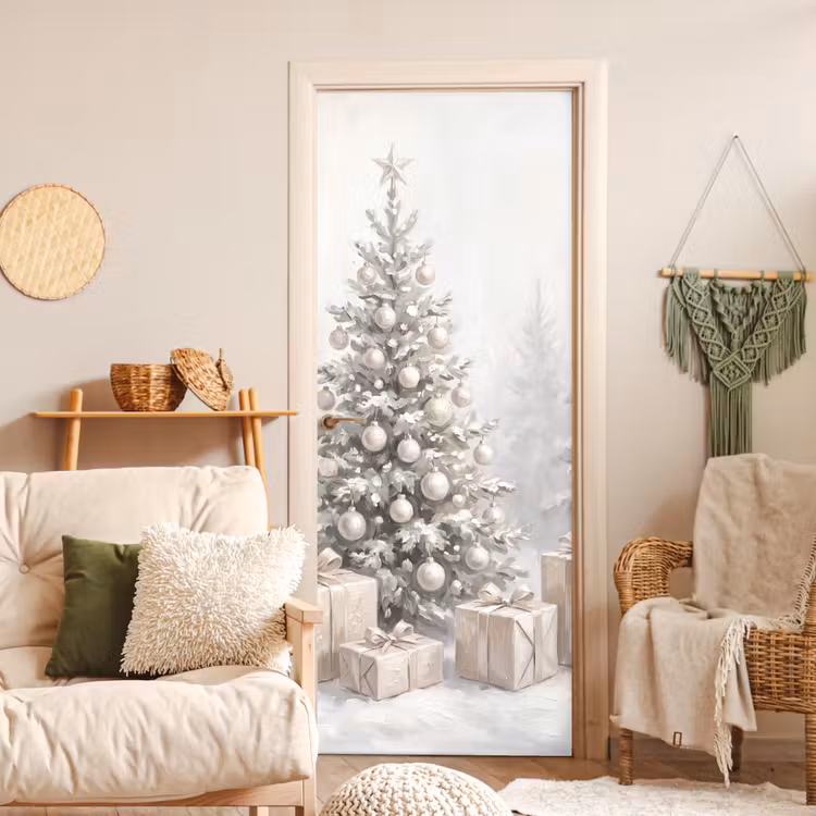 Deursticker - Winterbos - Kerstboom - Kunst — 4