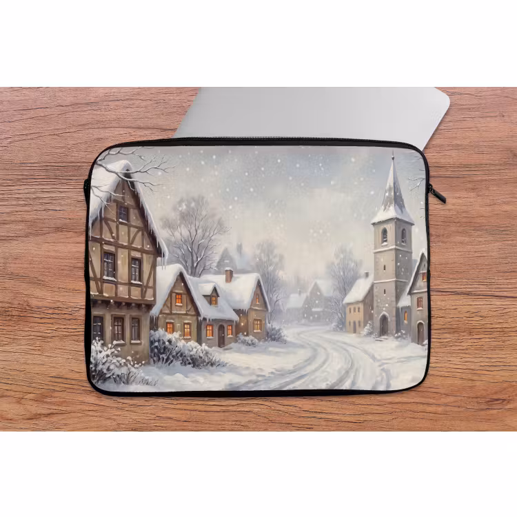 Laptophoes - Dorp - Sneeuw - Winter — 2