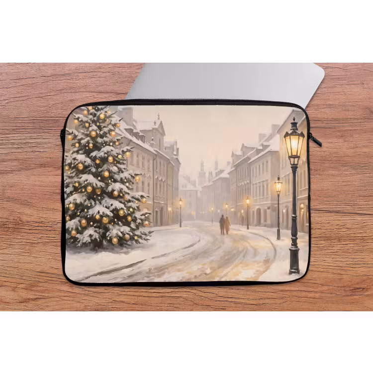 Laptophoes - Besneeuwde straat - Kerst — 2