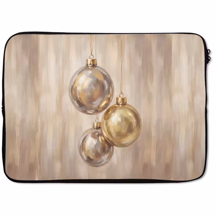Laptophoes - Kerstbal Goud Zilver — 1