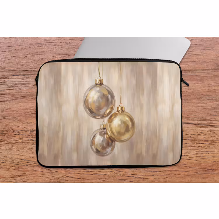 Laptophoes - Kerstbal Goud Zilver — 2