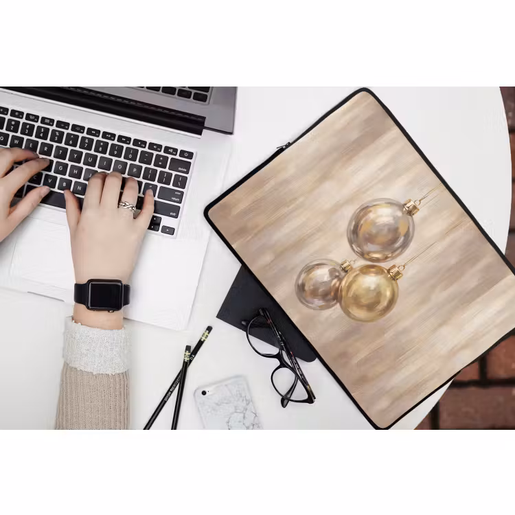 Laptophoes - Kerstbal Goud Zilver — 3