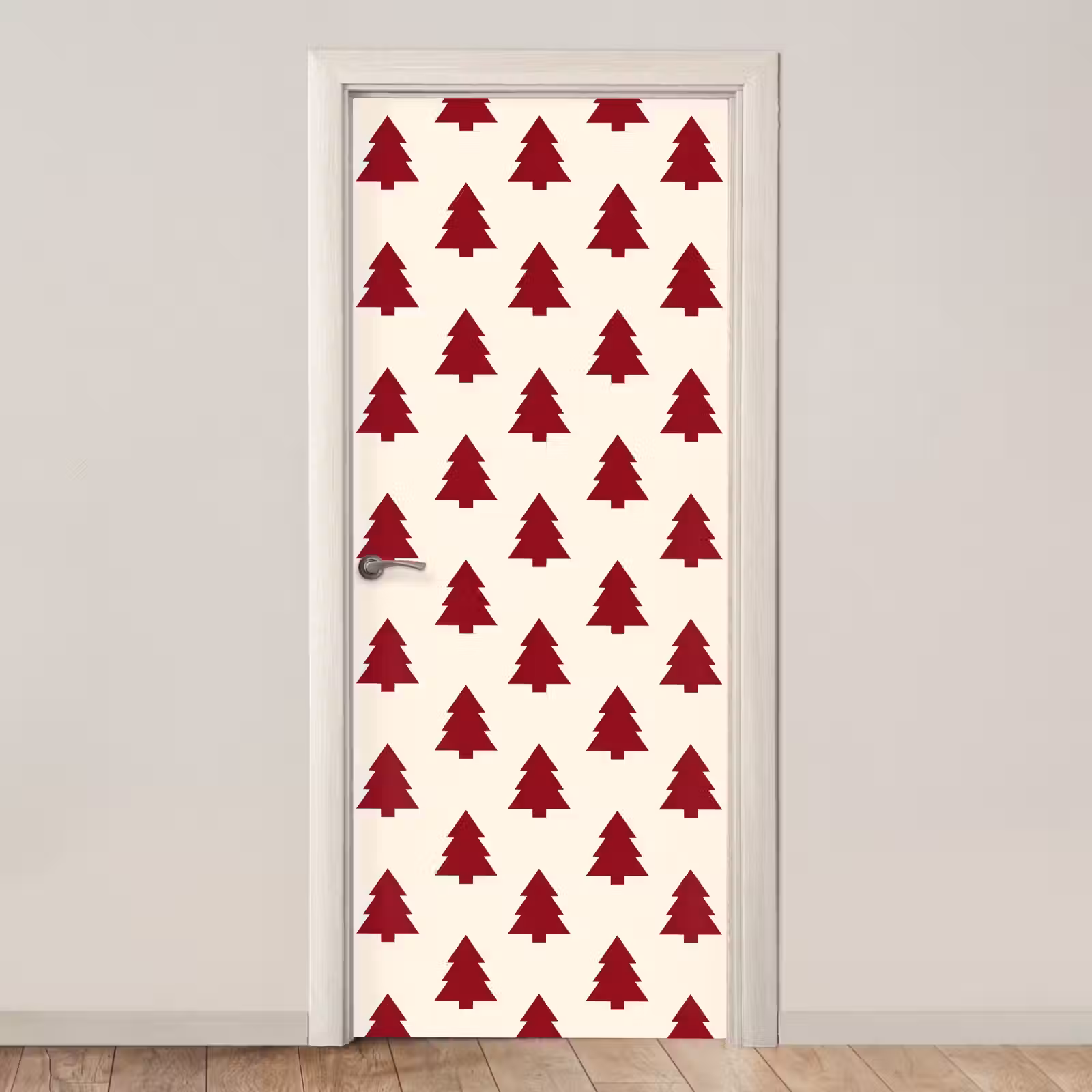 Deursticker - Kerstboom - Crème - Rood — 1