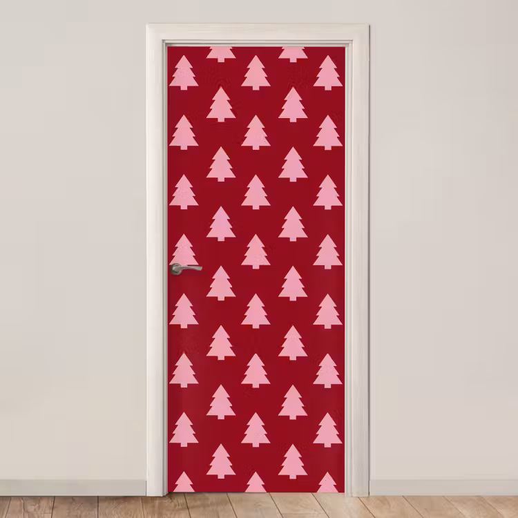 Deursticker - Kerstboom - Burguny - Roze — 1