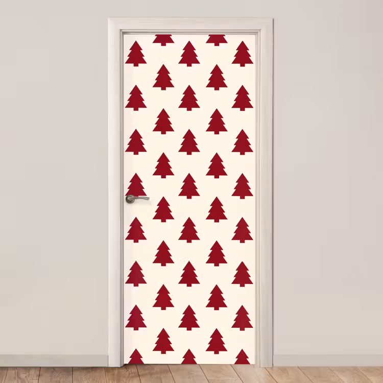 Deursticker - Kerstboom - Crème - Rood — 1