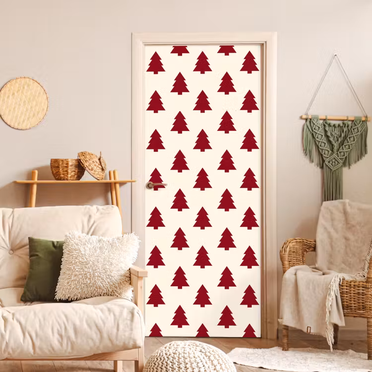 Deursticker - Kerstboom - Crème - Rood — 4