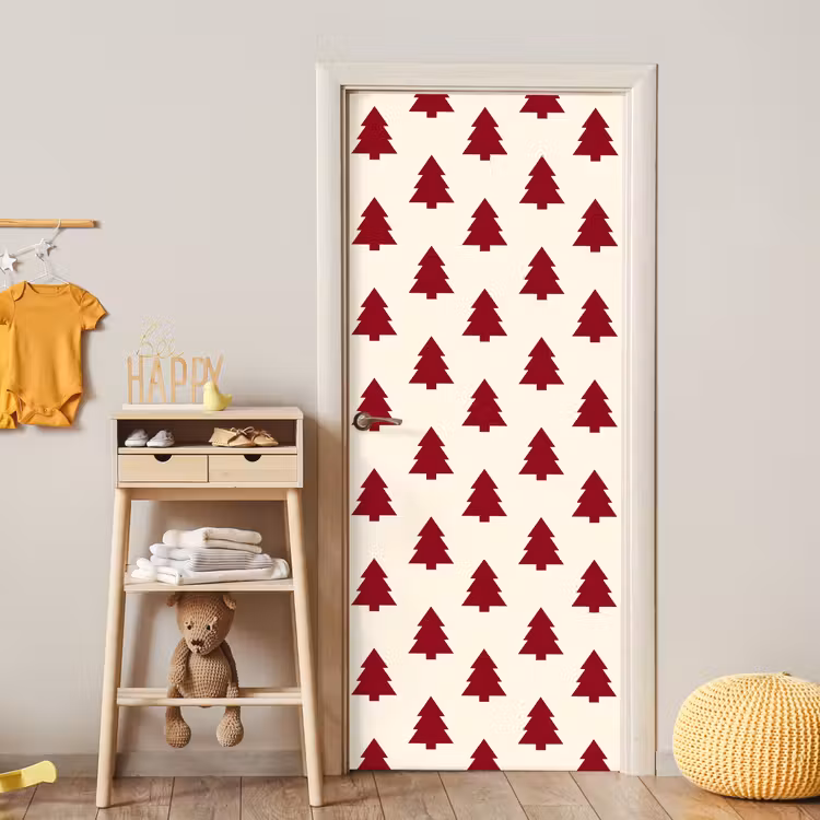 Deursticker - Kerstboom - Crème - Rood — 6