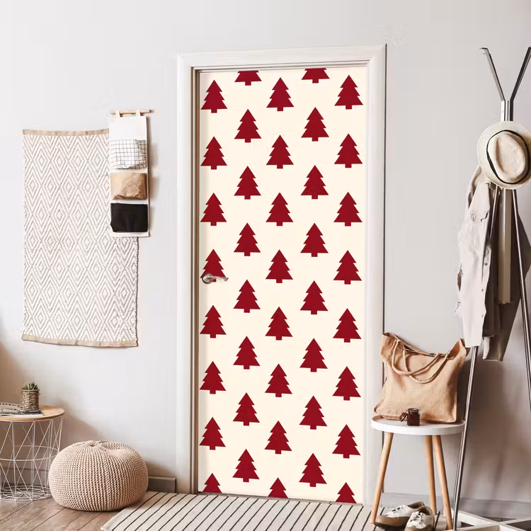 Deursticker - Kerstboom - Crème - Rood — 8