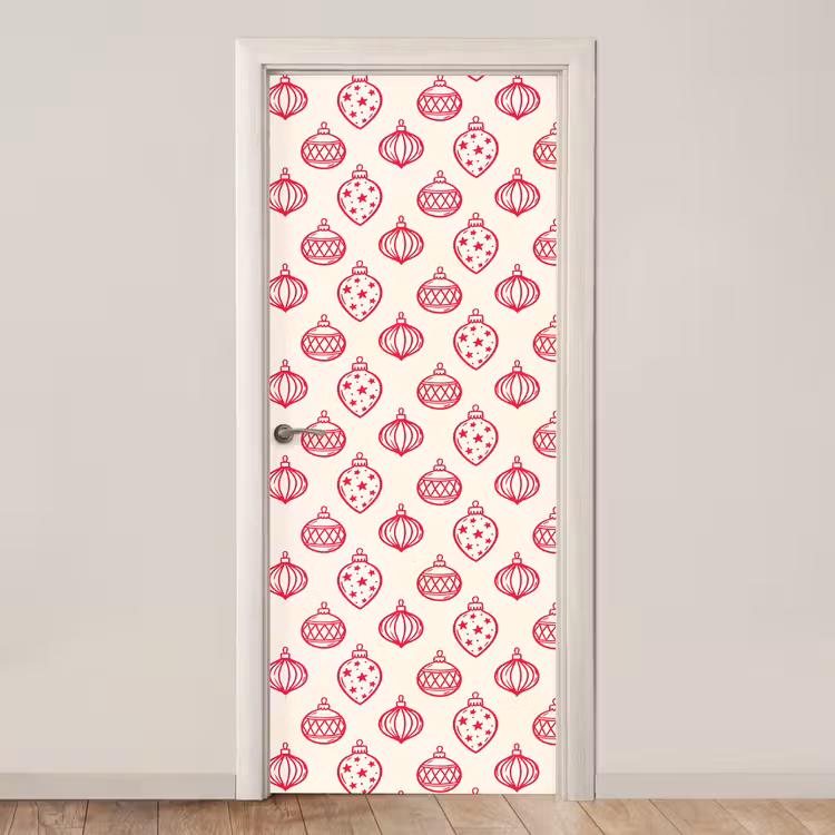 Deursticker - Kerstbal - Crème - Rood — 1