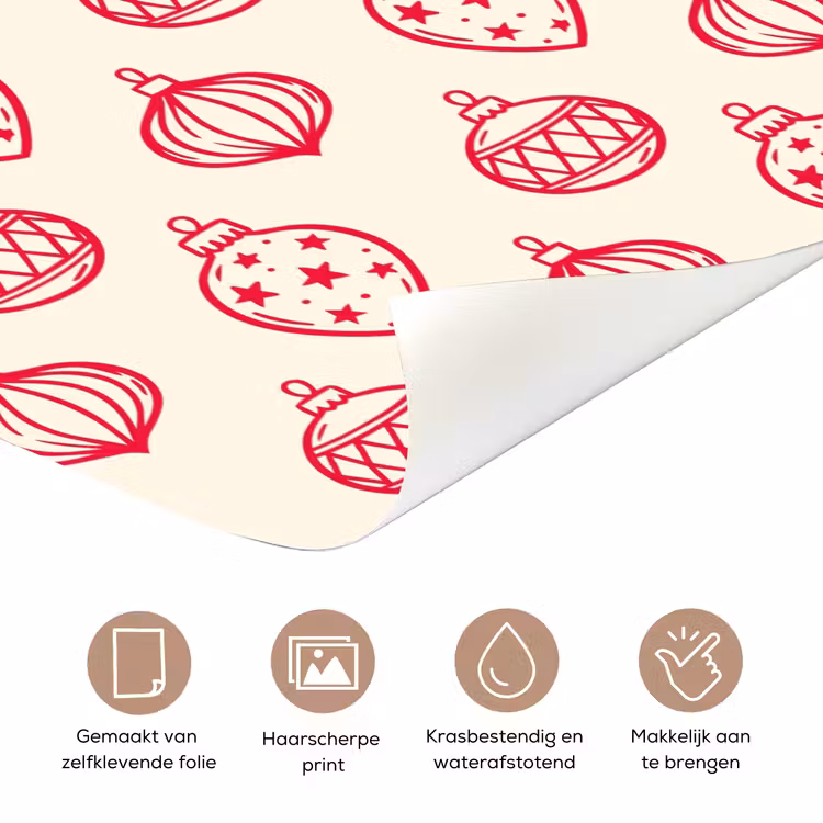 Deursticker - Kerstbal - Crème - Rood — 3