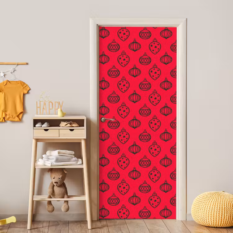 Deursticker - Kerstbal - Groen - Rood — 6