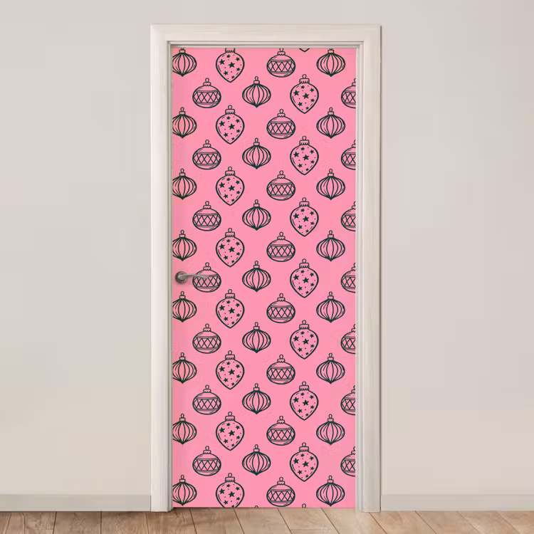 Deursticker - Kerstbal - Groen - Roze — 1
