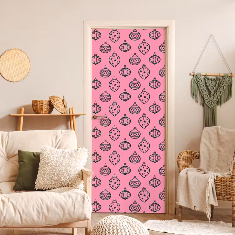 Deursticker - Kerstbal - Groen - Roze — 4