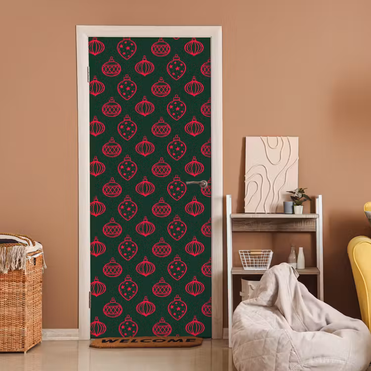 Deursticker - Kerstbal - Rood - Groen — 2