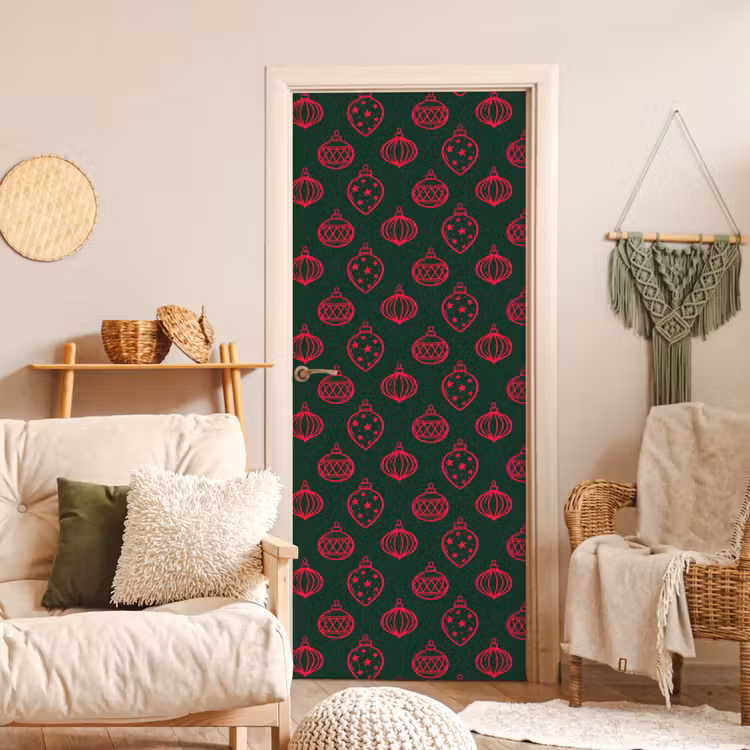 Deursticker - Kerstbal - Rood - Groen — 4