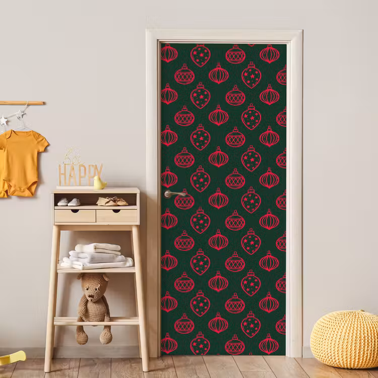 Deursticker - Kerstbal - Rood - Groen — 6