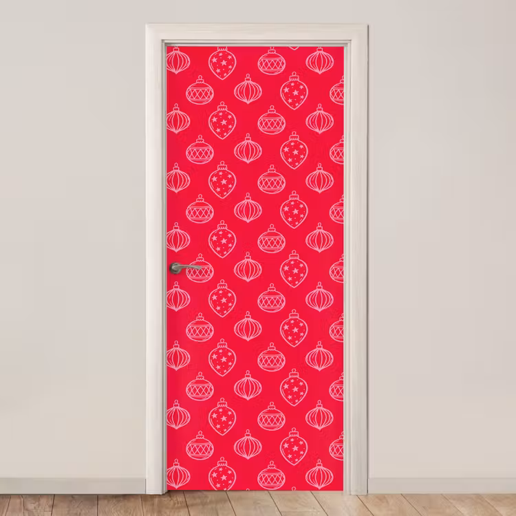 Deursticker - Kerstbal - Rood - Roze — 1