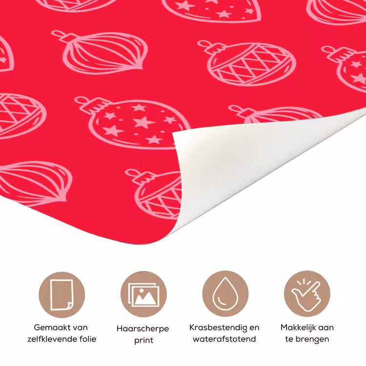 Deursticker - Kerstbal - Rood - Roze — 3