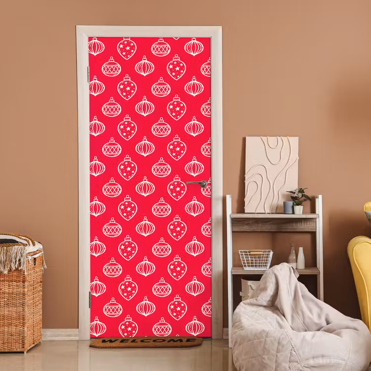 Deursticker - Kerstbal - Rood - Wit — 2