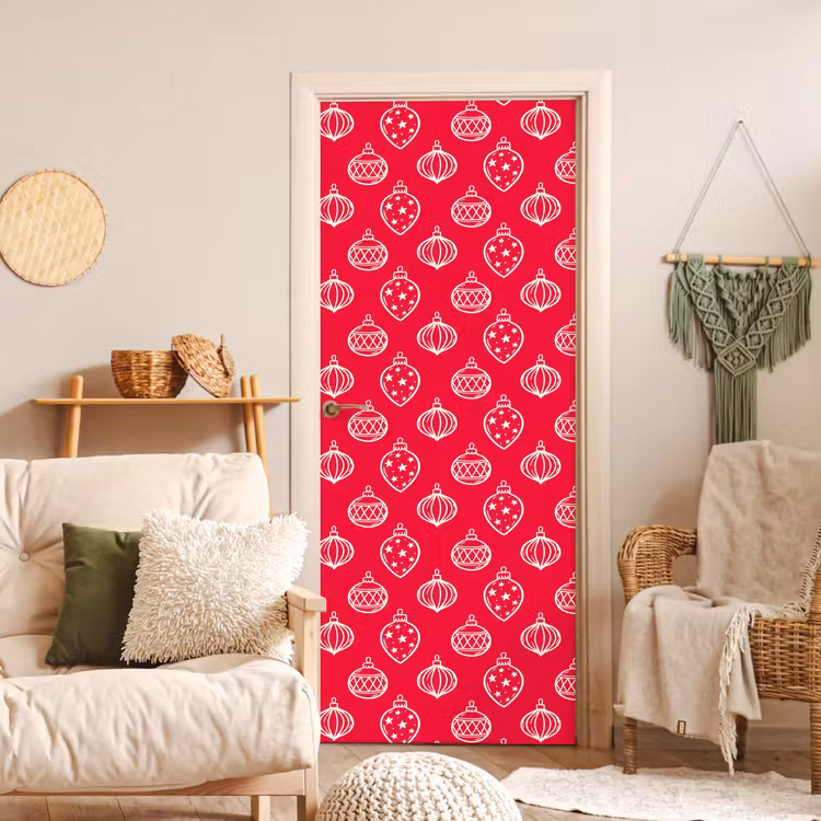 Deursticker - Kerstbal - Rood - Wit — 4