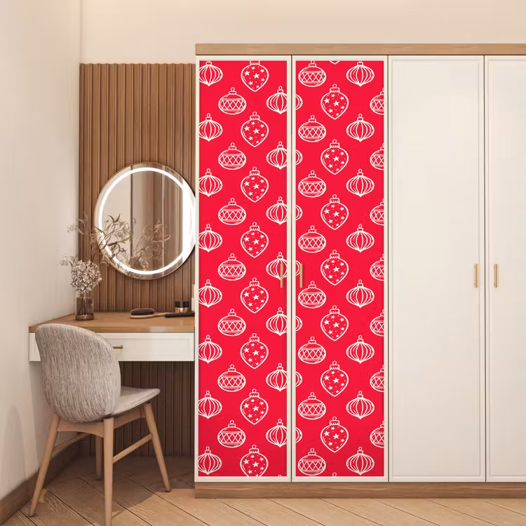 Deursticker - Kerstbal - Rood - Wit — 5