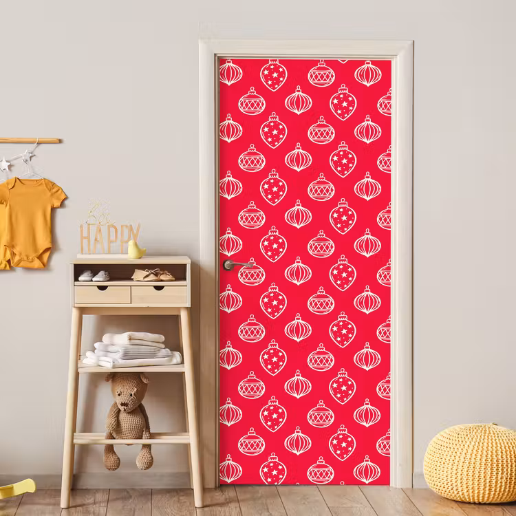 Deursticker - Kerstbal - Rood - Wit — 6