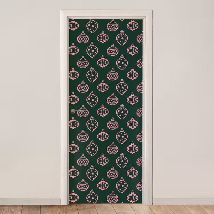 Deursticker - Kerstbal - Roze - Groen — 1